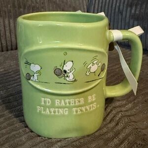 Rae Dunn Peanuts Green “I’d Rather Be Playing Tennis” Mug